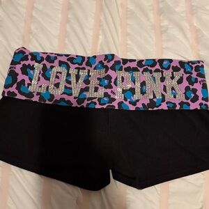 Vintage PINK Victoria's Secret Black and Blue Leopard Shorts